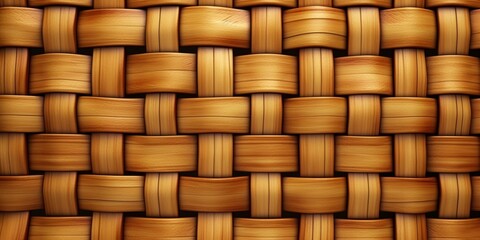 Rattan wooden basket weaving background. AI Generated - obrazy, fototapety, plakaty