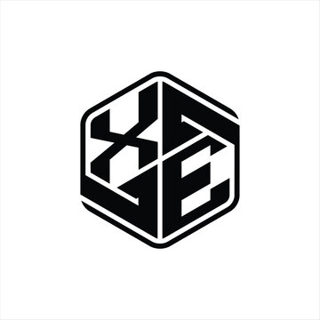 recommend clip art: XE Logo monogram hexagon shape with ornament abstract isolated outline design template