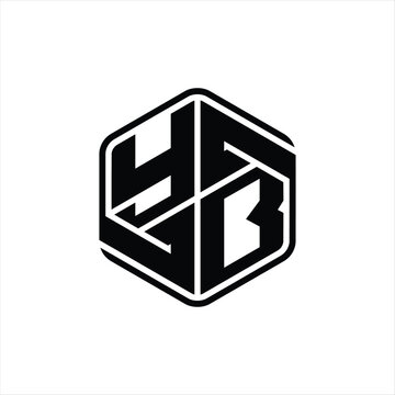 recommend clip art: YB Logo monogram hexagon shape with ornament abstract isolated outline design template