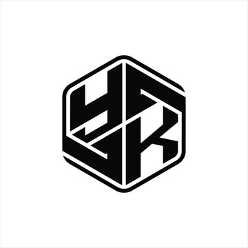 recommend clip art: YK Logo monogram hexagon shape with ornament abstract isolated outline design template