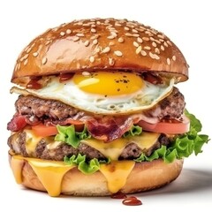 Delicious burger with many ingredients generative ai