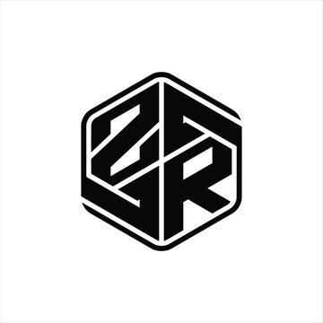 recommend clip art: ZR Logo monogram hexagon shape with ornament abstract isolated outline design template