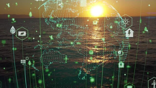 Future environmental conservation and sustainable ESG modernization development by using technology of renewable resources to reduce pollution and carbon emission . High quality 4k footage