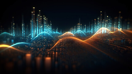 Fototapeta premium Abstract digital data background. Can be used in the description of network abilities, technological processes, digital storages, science, education, etc.