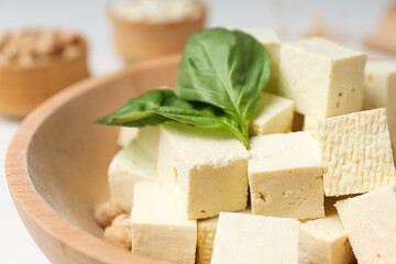 Traditional component of Asian cuisine - Tofu, bean curd