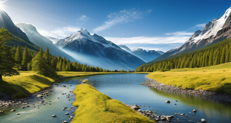 Background of a mountainous plain, Masterpiece, Generative Ai.