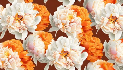 White and orange flora seamless pattern 