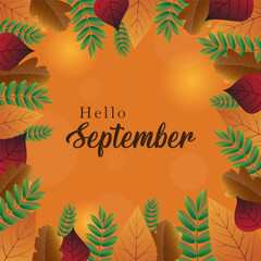 hello september vector illustration. suitable for card, banner, or poster