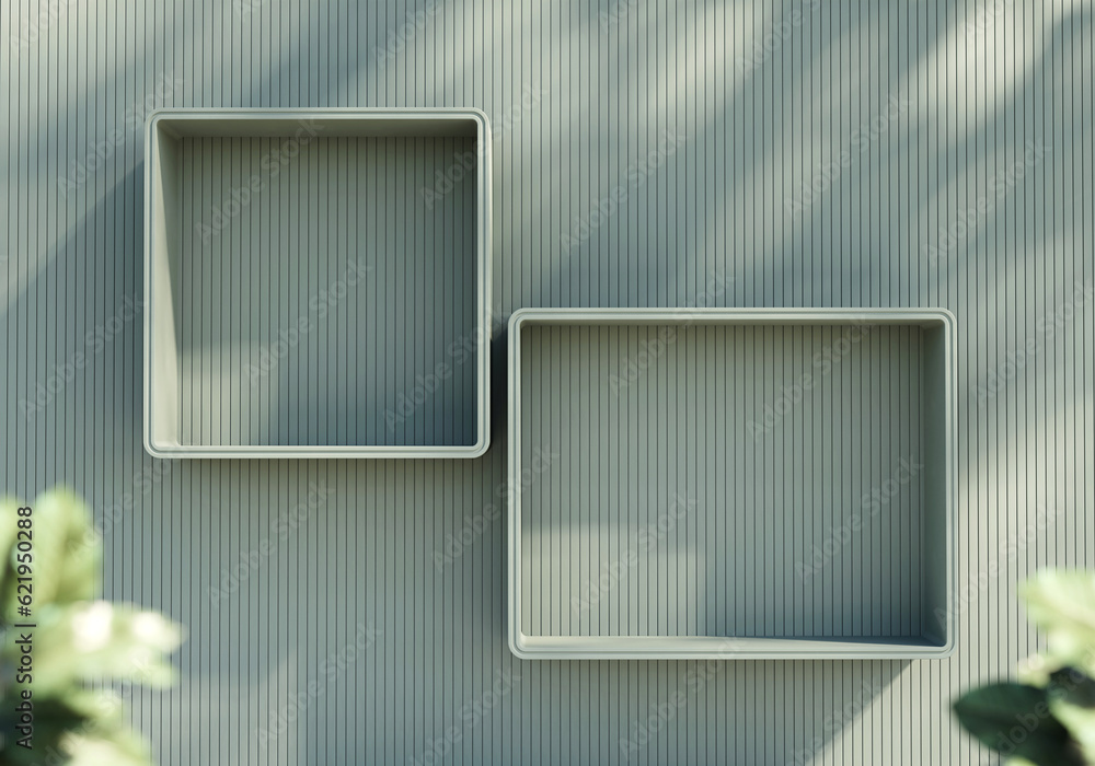 Poster abstract green shelf showcase for product display 3d rendering background