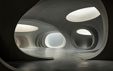 Abstract concrete modern futuristic architectural background.