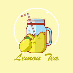 glass of juice and fruits Logo Ilustration