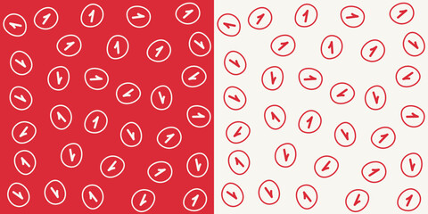 vector seamless pattern with red numbers one
