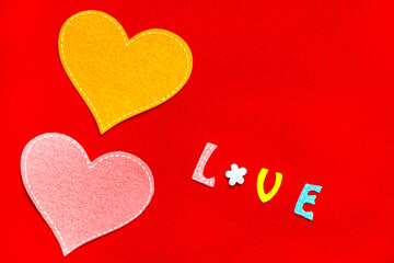 Image of  hearts.  hearts and text love