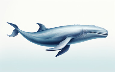 Obraz premium A small illustration of a blue whale on a grey background.