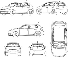 Obraz premium Vector illustration sketch of family racing citycar cartoon