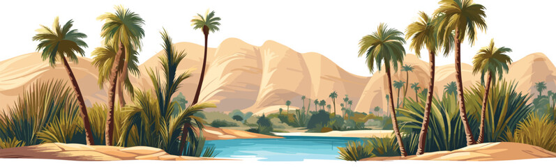 desert oasis with palm trees vector simple 3d isolated illustration