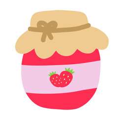 Strawberry jams in glass jar