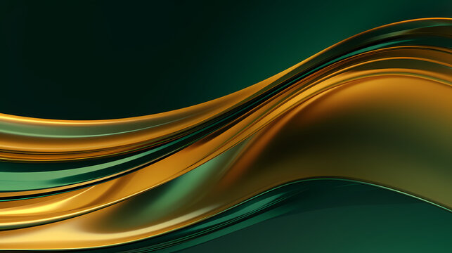 Abstract dark green gold curve shapes background. luxury wave. Smooth and clean subtle texture creative design. Suit for poster, brochure, presentation, website, flyer. vector abstract design element