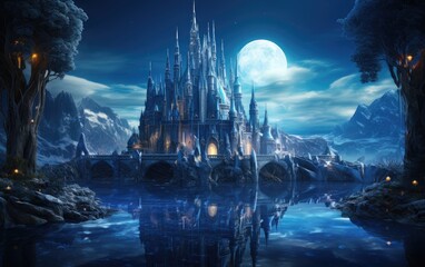 An imposing and highly ornamented fantasy castle.