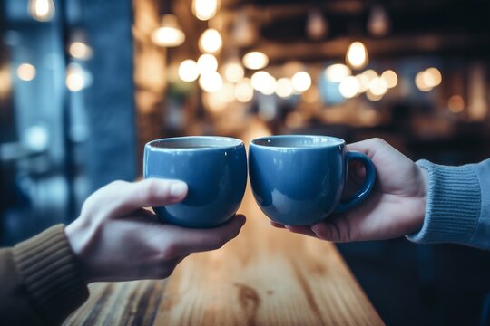 Close up image of a man and a woman with two cup of tea, tea, cup ,man ,women 