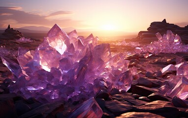 A magical landscape made of amethyst crystals.
