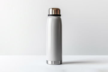 Thermos flask bottle mockup, isolated on clean, white background.