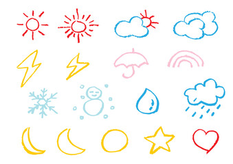 색연필 드로잉 날씨 아이콘