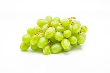 Green Grapes Isolated. Realistic Green Grapes on a White Background.