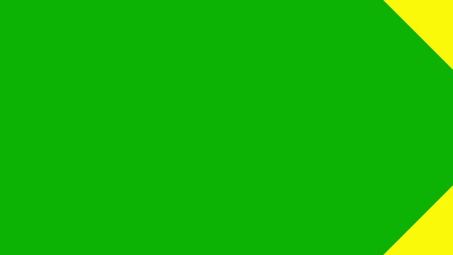 Animated yellow background from triangular strips. Decorative arrows move from left to right. Looped video. Geometric backdrop. Flat vector illustration isolated on a green background.