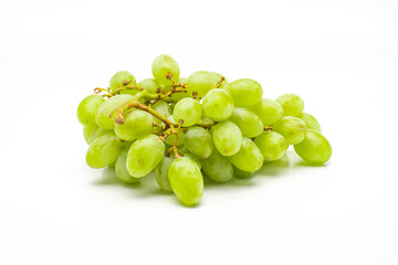 Green Grapes Isolated. Realistic Green Grapes on a White Background.