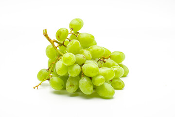 Green Grapes Isolated. Realistic Green Grapes on a White Background.
