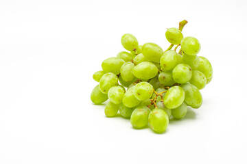 Green Grapes Isolated. Realistic Green Grapes on a White Background.