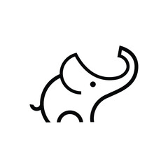 Elephant line art logo black design vector