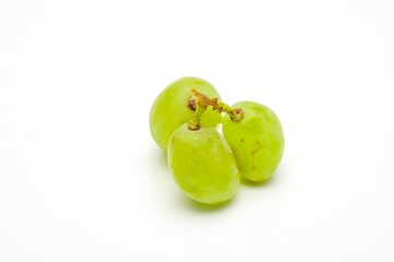 Green Grapes Isolated. Realistic Green Grapes on a White Background.