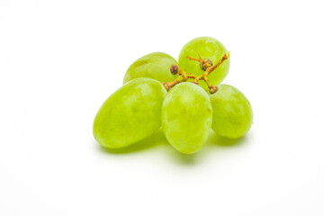 Green Grapes Isolated. Realistic Green Grapes on a White Background.