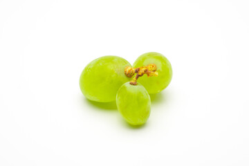 Green Grapes Isolated. Realistic Green Grapes on a White Background.