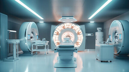 High-tech modern CT scan room in the modern hospital