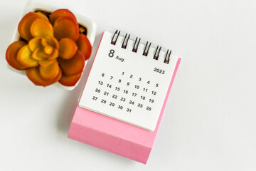 Desktop calendar for August 2023. Calendar for planning and managing each date.