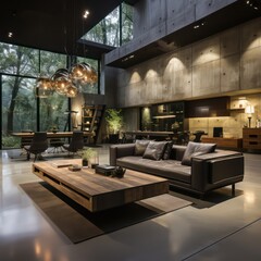 Sleek Minimalism Polished Concrete Floors, Metal Furniture, and Track Lighting