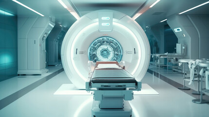 High-tech modern CT scan room in the modern hospital