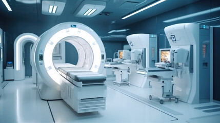 High-tech modern CT scan room in the modern hospital - obrazy, fototapety, plakaty