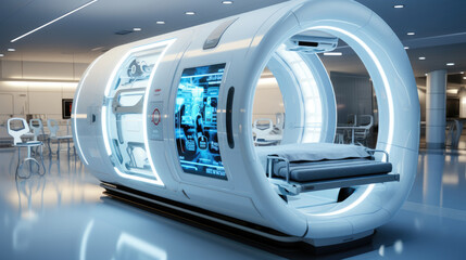 High-tech modern CT scan room in the modern hospital
