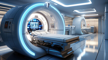 High-tech modern CT scan room in the modern hospital - obrazy, fototapety, plakaty