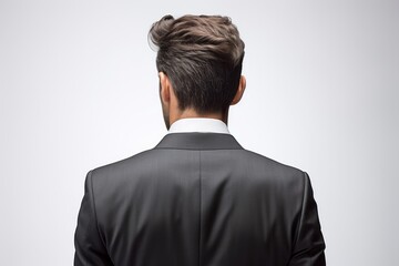 Professional Stance, Man in Business Suit with Back Turned, White Background, generative ai
