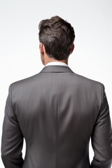 Professional Stance, Man in Business Suit with Back Turned, White Background, generative ai