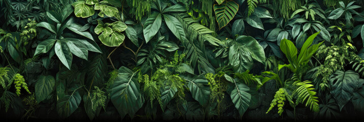 Tropische Pflanzen im Regenwald. Generiert mit KI - obrazy, fototapety, plakaty