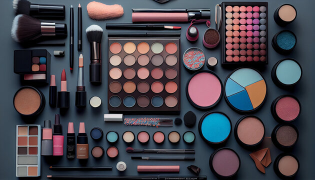 professional make-up products. Beauty industry accessories. Ai generated image 