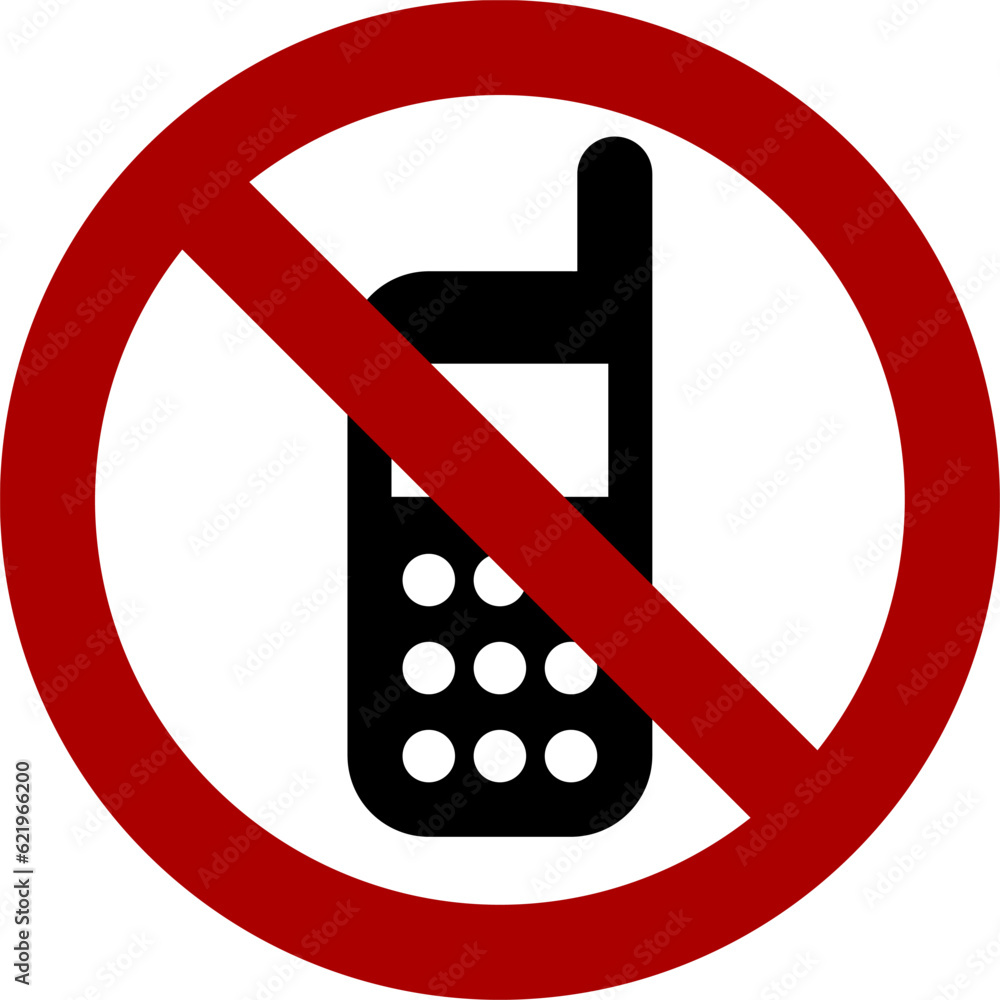 Poster no phone call or using mobile phone is not allowed warning sign icon. vector image.