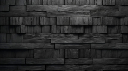 Corrugated rectangle geometric dark black anthracite stone concrete texture background, Generative Ai