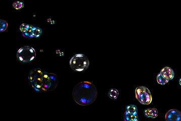 Soap bubbles isolated on a black background